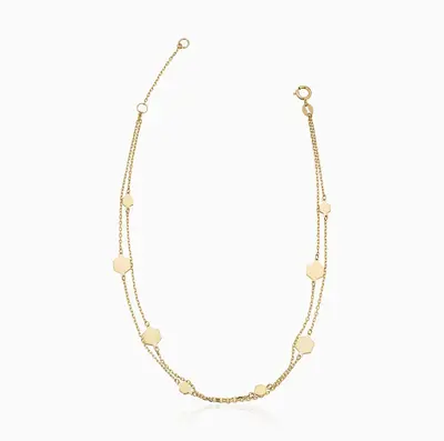 14K Gold Charm Station Anklet
