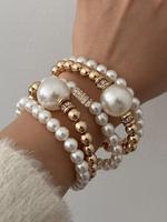Faux Pearl Decorated Bracelet Set, Fashion Jewelry for Party, Daily Clothing Decor, Trendy All-match & Exquisite Jewelry for ...