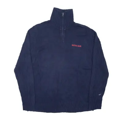 NAUTICA Jumper Blue Tight Knit 1/4 Zip Mens XL