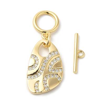 Brass Micro Pave Clear Cubic Zirconia Toggle Clasps