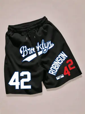 Men's Regular Fit Letter Print Shorts, Casual Comfy Breathable Shorts for Daily Outdoor Wear, Men's Bottoms for Summer, Casua...