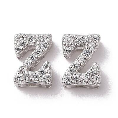 925 Sterling Silver Micro Pave Cubic Zirconia Beads