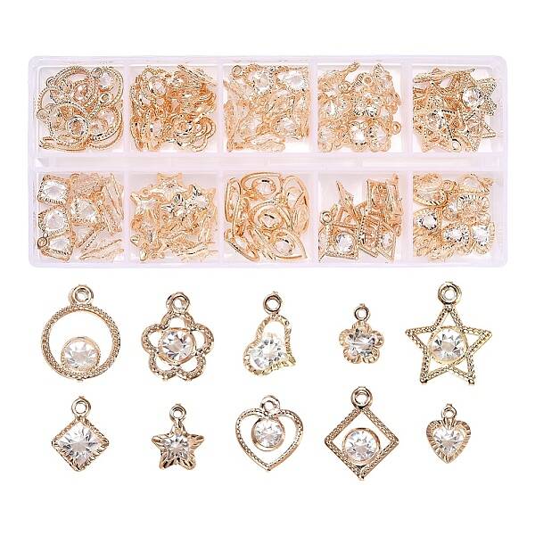 100Pcs 10 Style Rack Plating Eco-Friendly Iron Charms