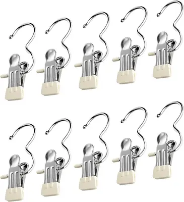 2025 New Space-Saving Clothespin Hat Pants Storage Hanging Travel Hook, 360° Swivel Stainless Steel Hangers with Clips, Laun...