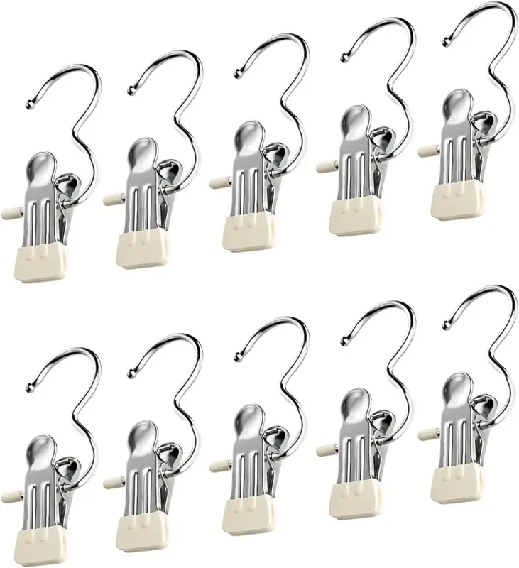 2025 New Space-Saving Clothespin Hat Pants Storage Hanging Travel Hook, 360° Swivel Stainless Steel Hangers with Clips, Laun...