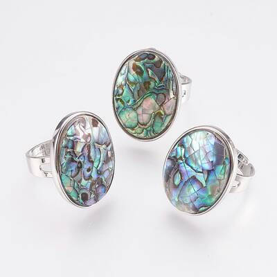 Adjustable Natural Abalone Shell/Paua ShellFinger Rings
