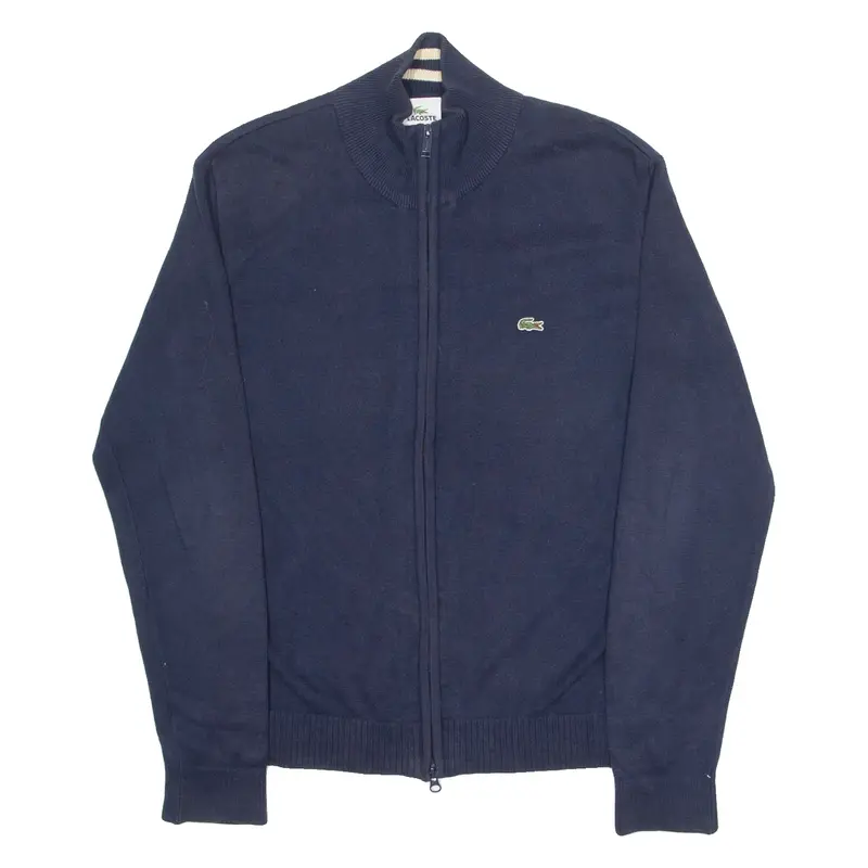 LACOSTE Mens Jumper Blue High Neck Tight Knit M