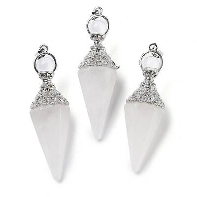 Natural Quartz Crystal Faceted Cone Rock Crystal Big Pendants