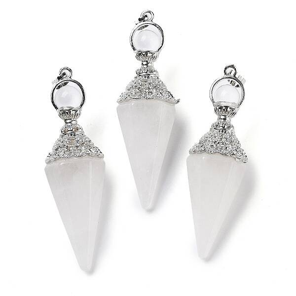 Natural Quartz Crystal Faceted Cone Rock Crystal Big Pendants