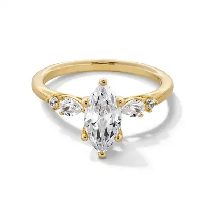 14K Gold 1 to 3.5 CT. T.W Marquise Shaped Lab Created Diamond Engagement Ring D VVS1-VS1 Clarity 3EX IGI Certified