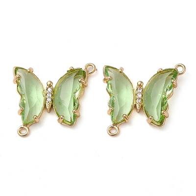 Brass Pave Faceted Glass Connector Charms