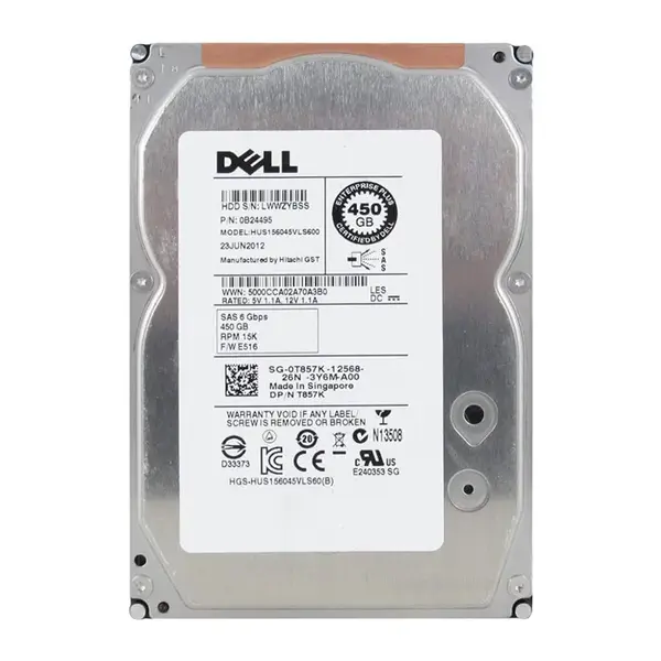T857K Dell 450GB 6Gb/s SAS 15000 3.5-Inch Hard Drive