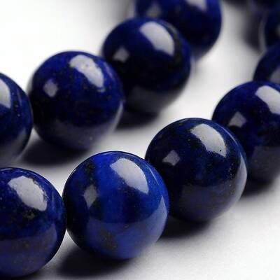 Round Dyed & Natural Lapis Lazuli Gemstone Bead Strands
