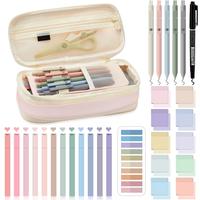 39Pcs Bible Study Supplies Set with Large Capacity Pencil Case and Black Gel Pens Highlighters Marker Clear Sticky Notes Inde...