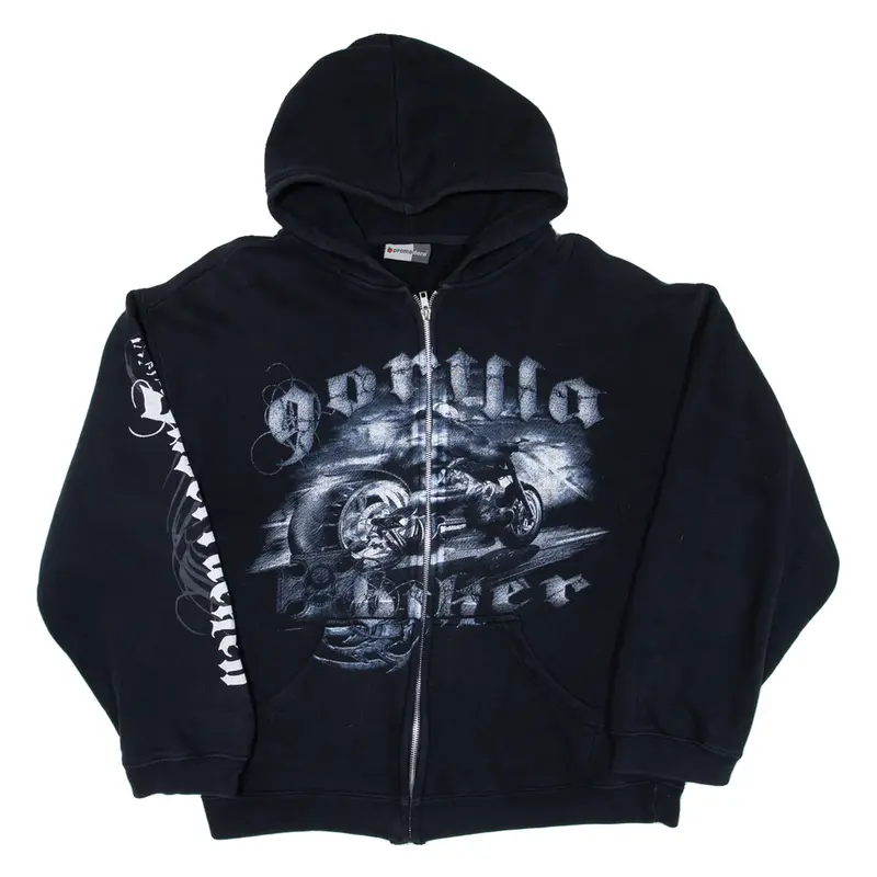 PROMO DORO Mens Black Hoodie Full Zip M