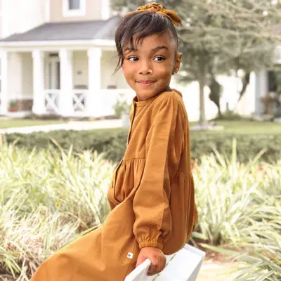 Long-Sleeved Jo Dress- Acorn | Size: 6 y