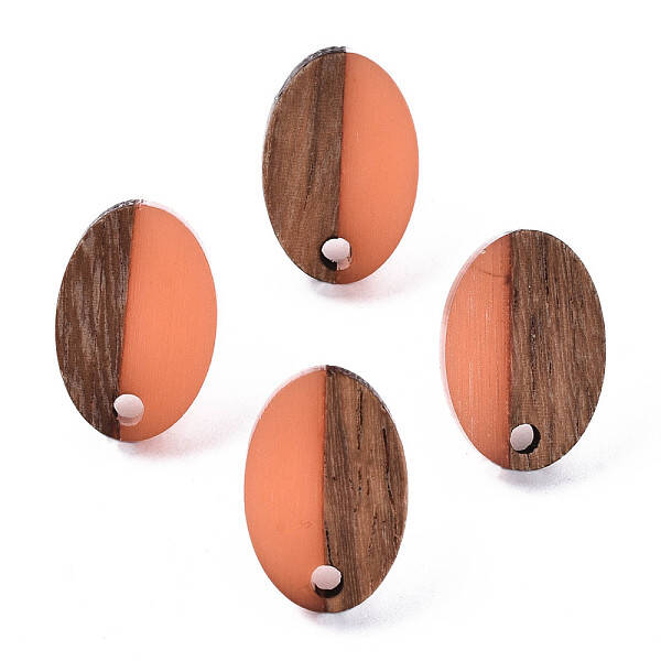 Resin & Walnut Wood Stud Earring Findings