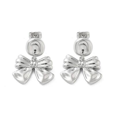 Bowknot Brass Dangle Stud Earrings