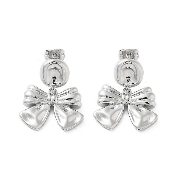 Bowknot Brass Dangle Stud Earrings
