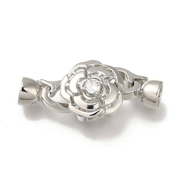 Brass Micro Pave Clear Cubic Zirconia Fold Over Clasps