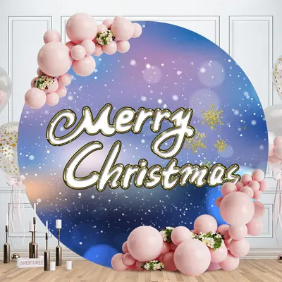 Blue Bokeh Glitter Round Merry Christmas Backdrop - Aperturee