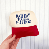 Bad Day Tobe a Hot Dog Hat, Retro Printed Design Trucker Cap, Uni Hat for Men and Women