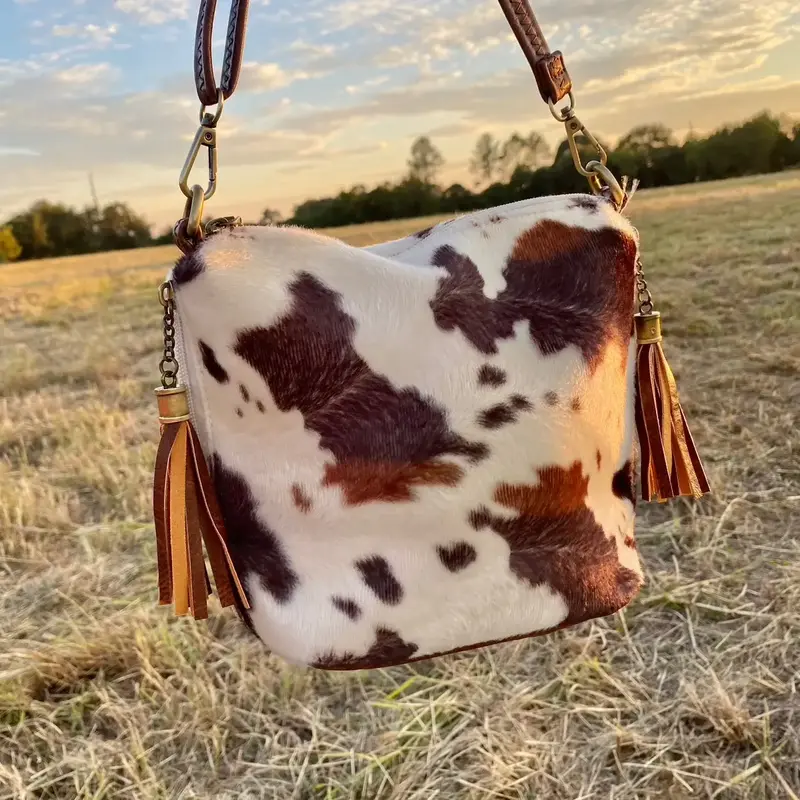 Bucket Cow Print Crossbody Bag