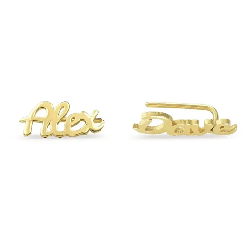 Gold Vermeil Personalized Name Stud Earrings for Women