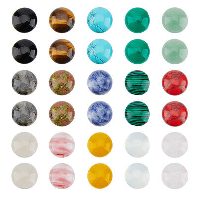30Pcs 15 Style Natural & Synthetic Mixed Gemstone Cabochons