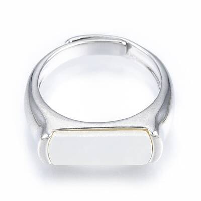 Natural Shell Rectangle Adjustable Ring