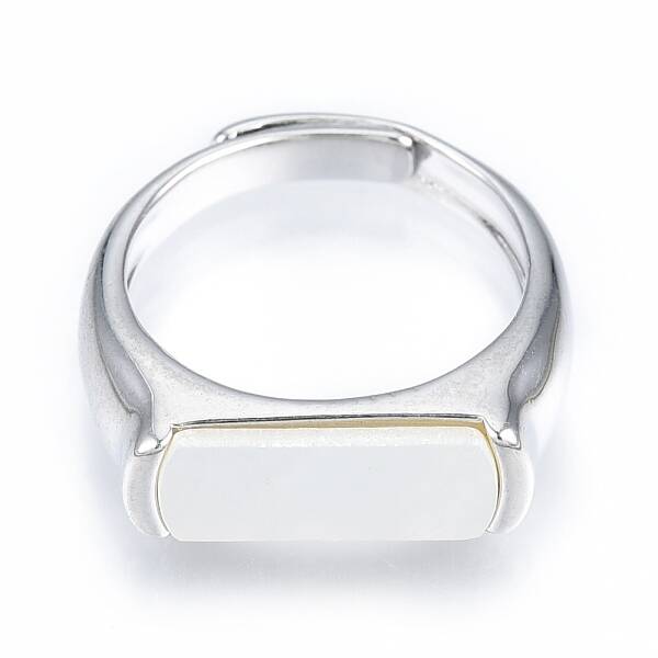 Natural Shell Rectangle Adjustable Ring