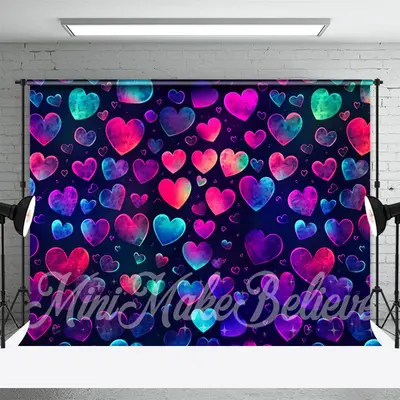 Colorful Heart Patterns Bokeh Photography Backdrop - Aperturee