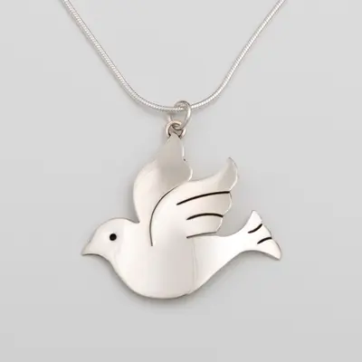 Peace Dove Sterling Necklace - with Diamond Cut Chain