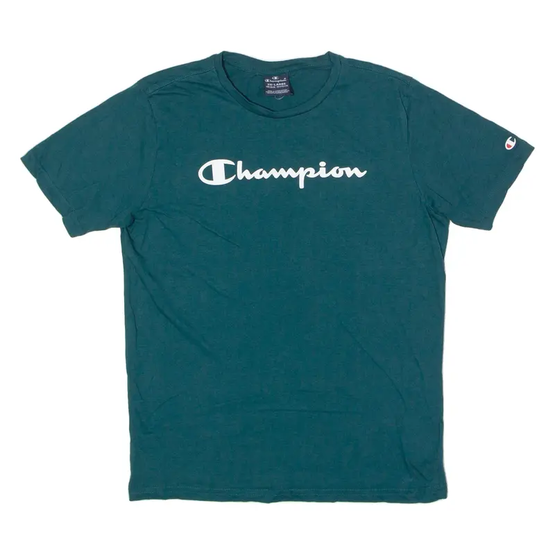 CHAMPION Boys T-Shirt Green Crew Neck 15-16Y