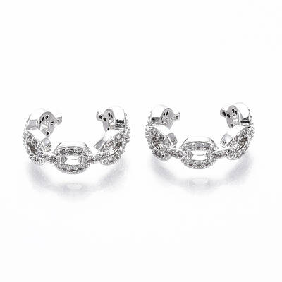 Brass Cubic Zirconia Cuff Earrings