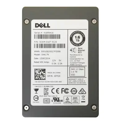 Dell 0JDTGX | 1.6TB Multi-Level Cell SAS 12Gb/s Mixed Use 2.5-Inch Solid State Drive