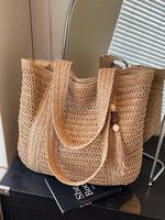 Women's Fashionable Straw Tote Bag, Gifts for Her, Casual Versatile Tassel Decorated Shoulder Bag for Daily Used, Trendy All-...