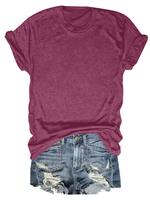Women's Vintage Solid Color Round Neck Tee, Casual Short Sleeve Crew Neck T-shirt for Daily Wear, Ladies Clothes for All Seas...