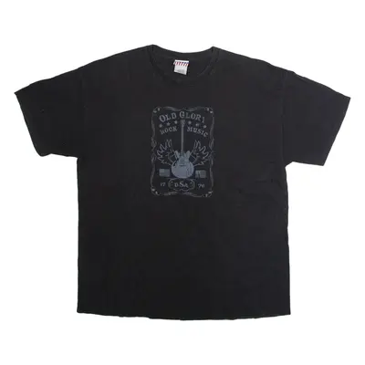 Old Glory Rock Music Mens T-Shirt Black 90s USA Crew Neck XL