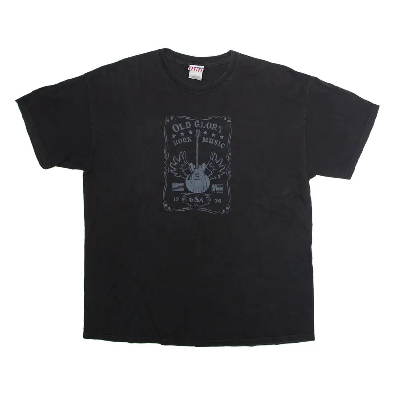 Old Glory Rock Music Mens T-Shirt Black 90s USA Crew Neck XL