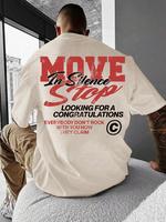 Unisex's Loose Letter Print Round Neck Drop Shoulder Tee, Street Casual Stylish Streetwear Short Sleeve T-shirt for Summer, G...