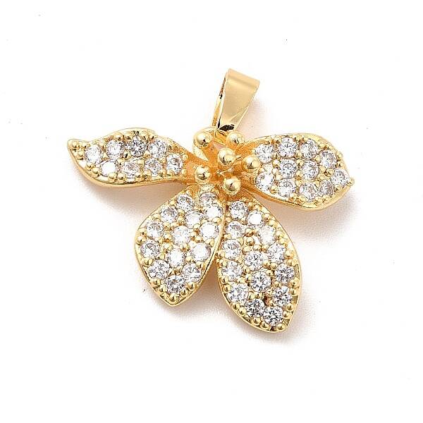 Brass Micro Pave Clear Cubic Zirconia Pendants