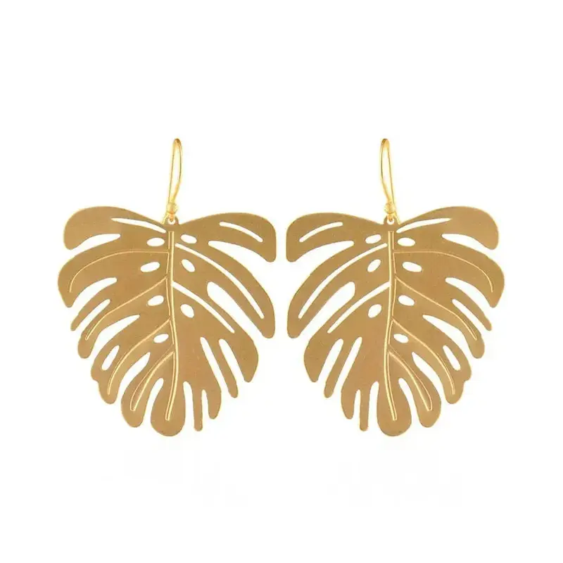 18k Gold-Plated Leaf Earrings | Title: Title
