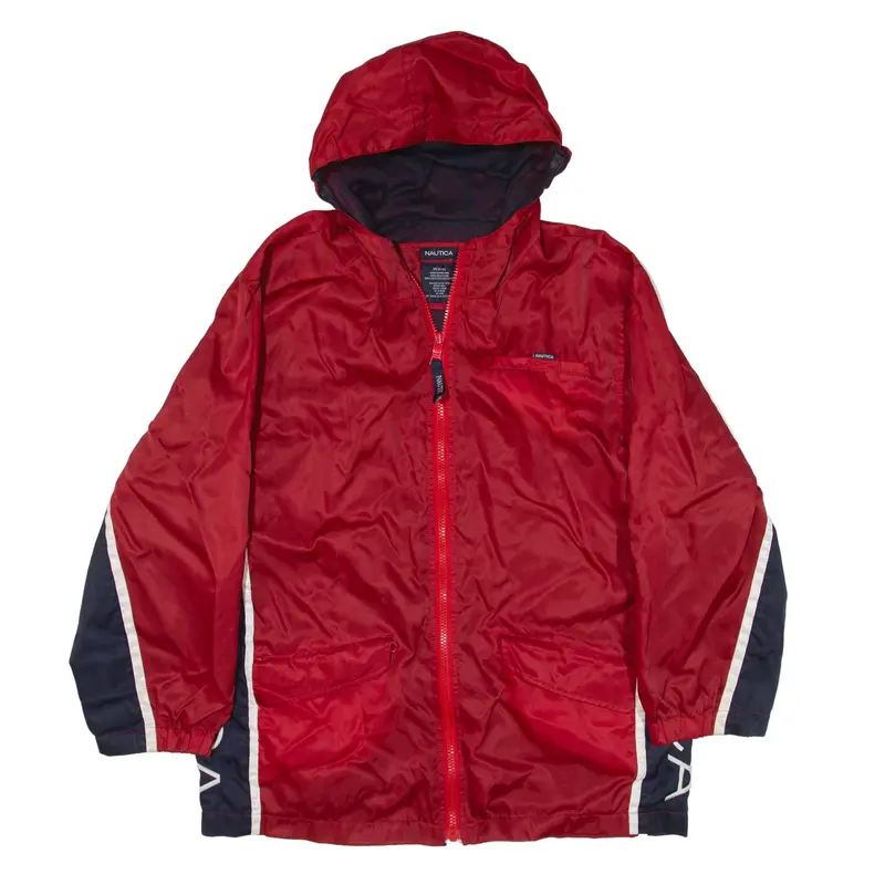 NAUTICA Rain Jacket Red Nylon Colourblock Boys M