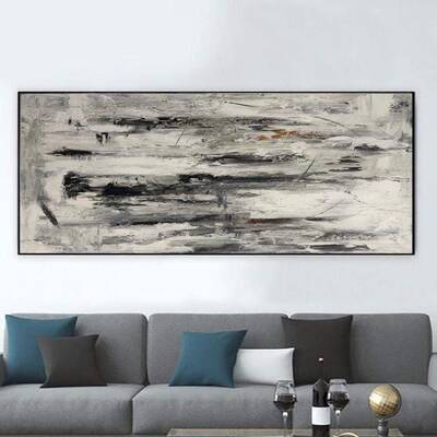 Black & White Painting Abstract Painting on Canvas Minimalist Art Contemporary Grey Art Acrylic Painting on Canvas Origin...