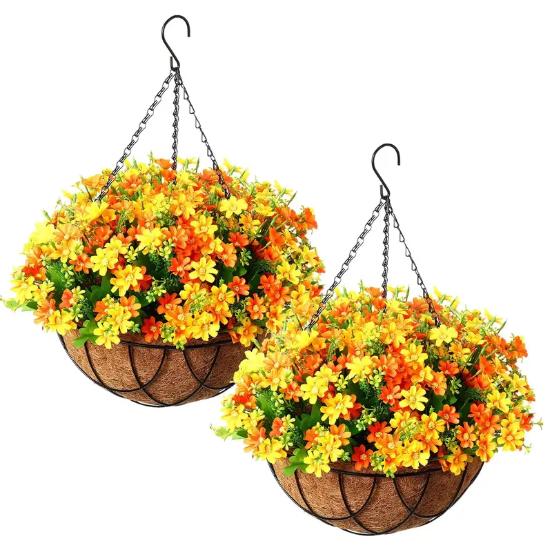 Artificial Hanging Baskets Flower Artificial Flower Faux Flowers Artificial Outdoor Plants Colorful Fake Flowers Hanging Plan...