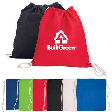 100 Promotional Cotton Canvas Drawstring Backpack - Reusable & ...