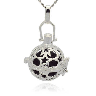 Silver Color Plated Brass Hollow Round Cage Pendants