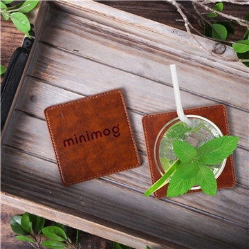 100 Promotional Watson Square PU Leather Coaster: Single - Vegan & ...