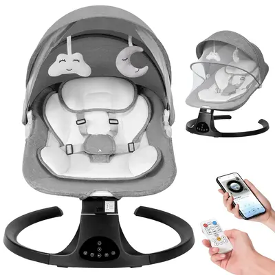 Baby electric rocking chair, electric baby swing, 5 speeds, 10 melodies, Adapter and screw battery , Suitable for both indoo...